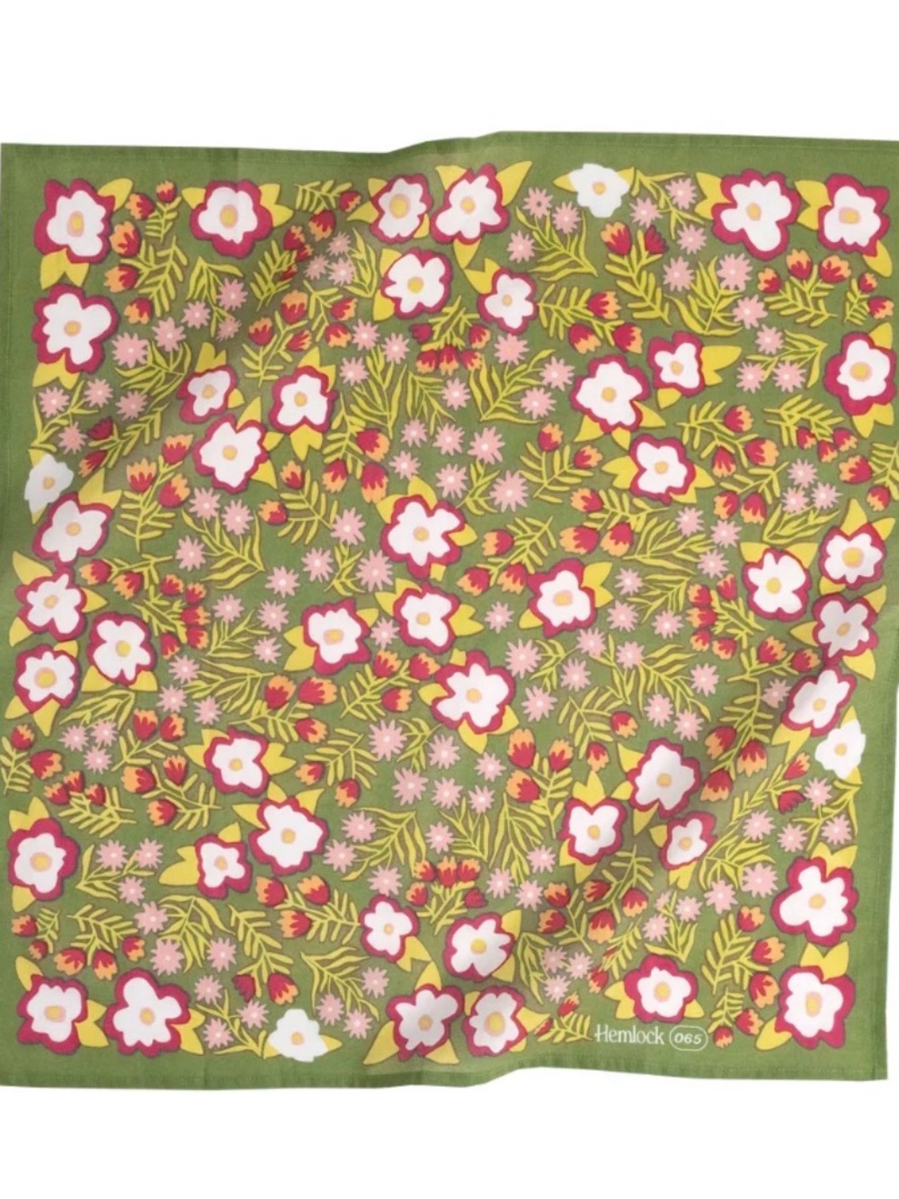 Floral Olive Green Cotton Scarf - Hemlock